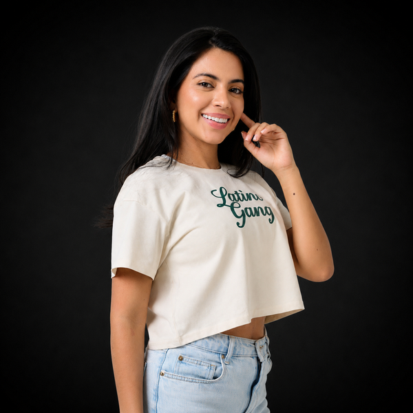 Latino Gang Crop Top – Cream & Green Edition