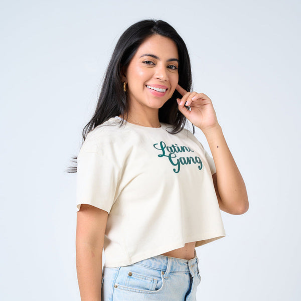 Latino Gang Crop Top – Cream & Green Edition